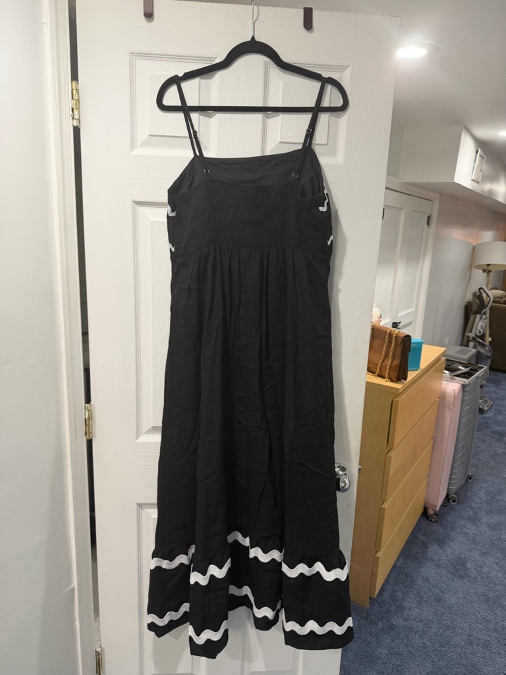 Black Maxi Dress with White Trim - Women's Sleeveless Summer Dress - Picture 2 of 2